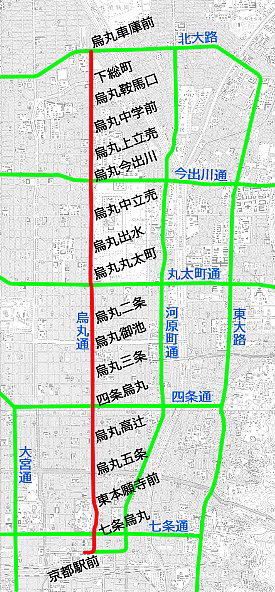 京都市電烏丸線地図