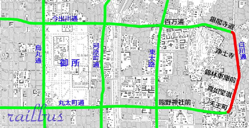 京都市電白川線地図