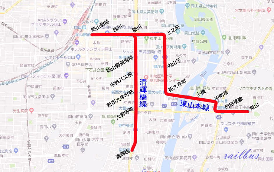 岡山電軌地図