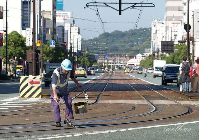 伊予鉄道市内線保線作業