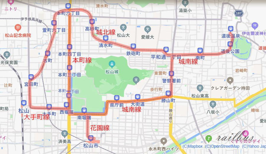 伊予鉄道市内線地図