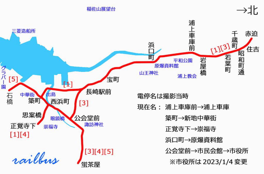 長崎電軌路線図