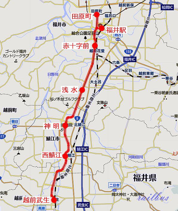 福井鉄道福武線路線図