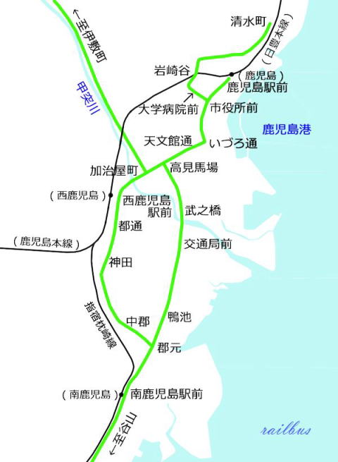 鹿児島市電最盛期地図