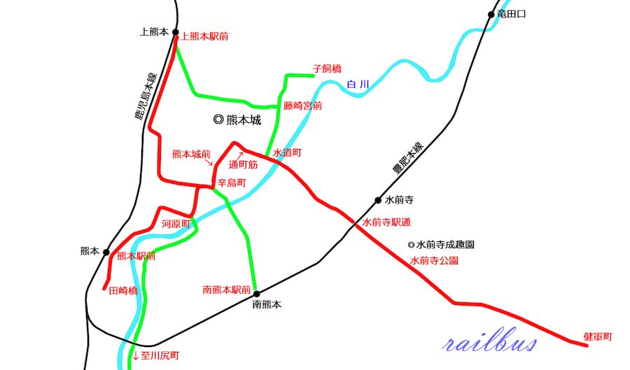 熊本市電路線図
