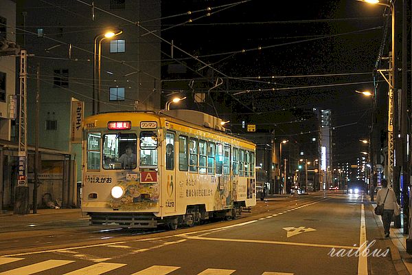 熊本市電辛島町～慶徳校前夜景