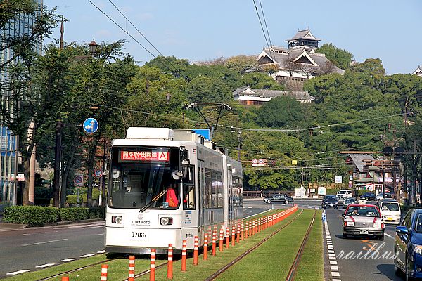 熊本市電通町筋熊本城