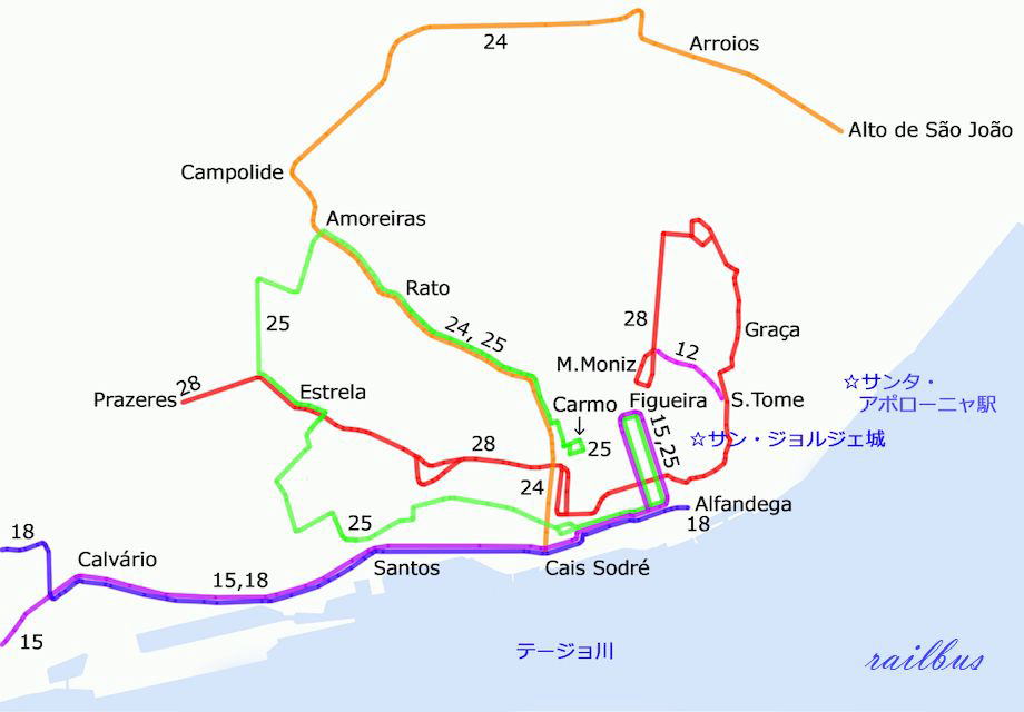 リスボントラム地図