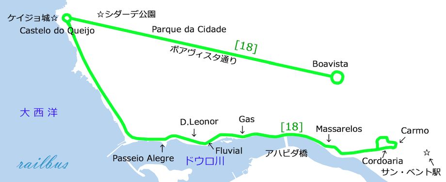 ポルトトラム[18]路線図