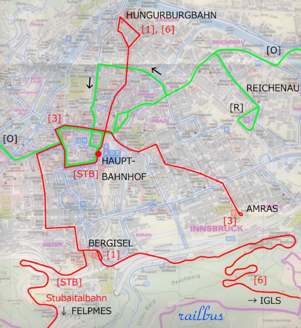 インスブルックトラム路線図