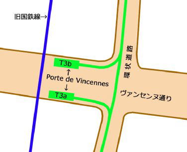 パリのトラムT3aヴァンセンヌ門地図