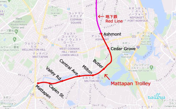 ボストンのトラム, マタパントロリー地図