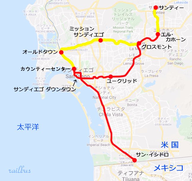 サン・ディエゴ_トロリー, 路線図