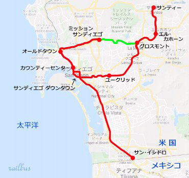San Diego Tram 路線図