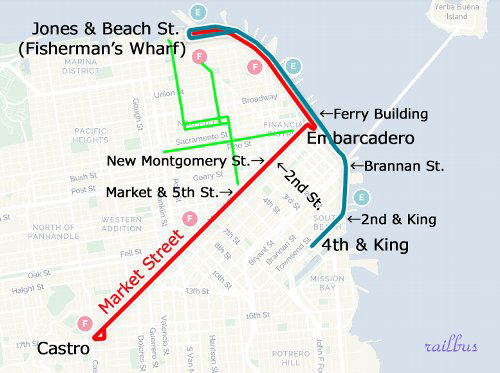 MUNI F-line map