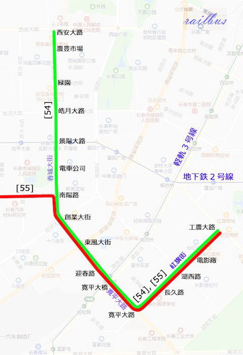 長春市電[54]路線図