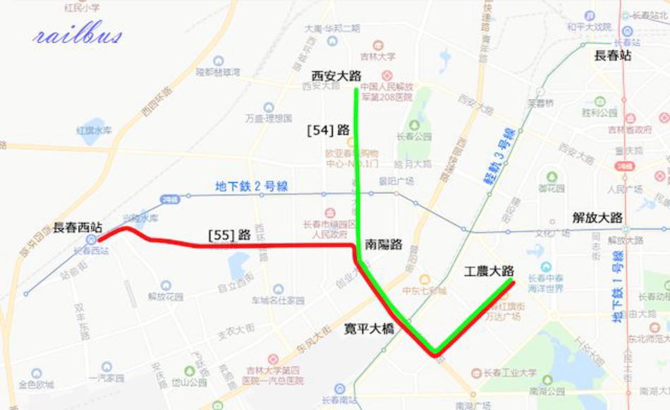 長春市電路線図