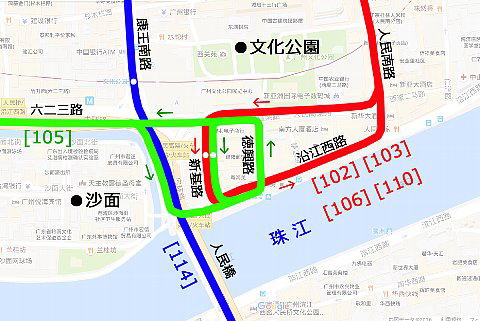広州のトロリーバス, 文化公園地図