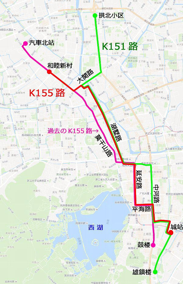 杭州トロリーバス路線図