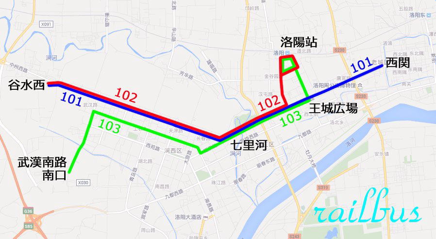 洛陽トロリーバス路線図