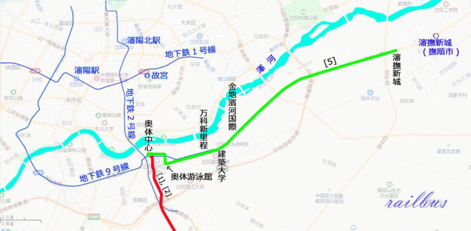 瀋陽のトラム[5]路線図