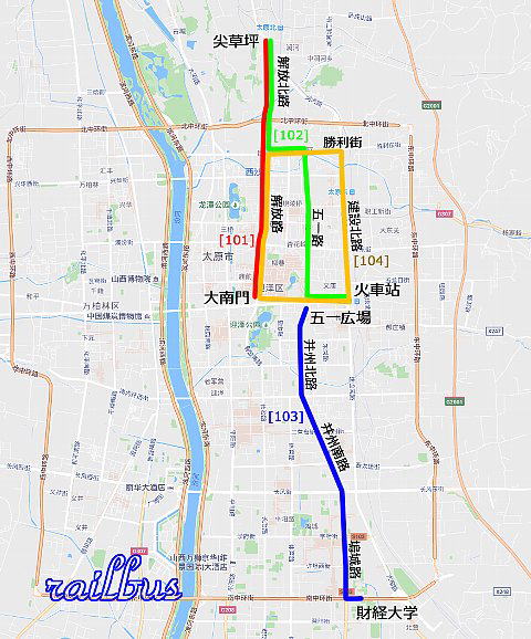 太原のトロリーバス, 路線図