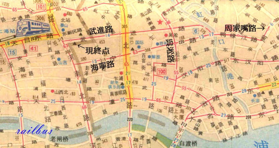 上海トロリーバス[6]路1985年地図