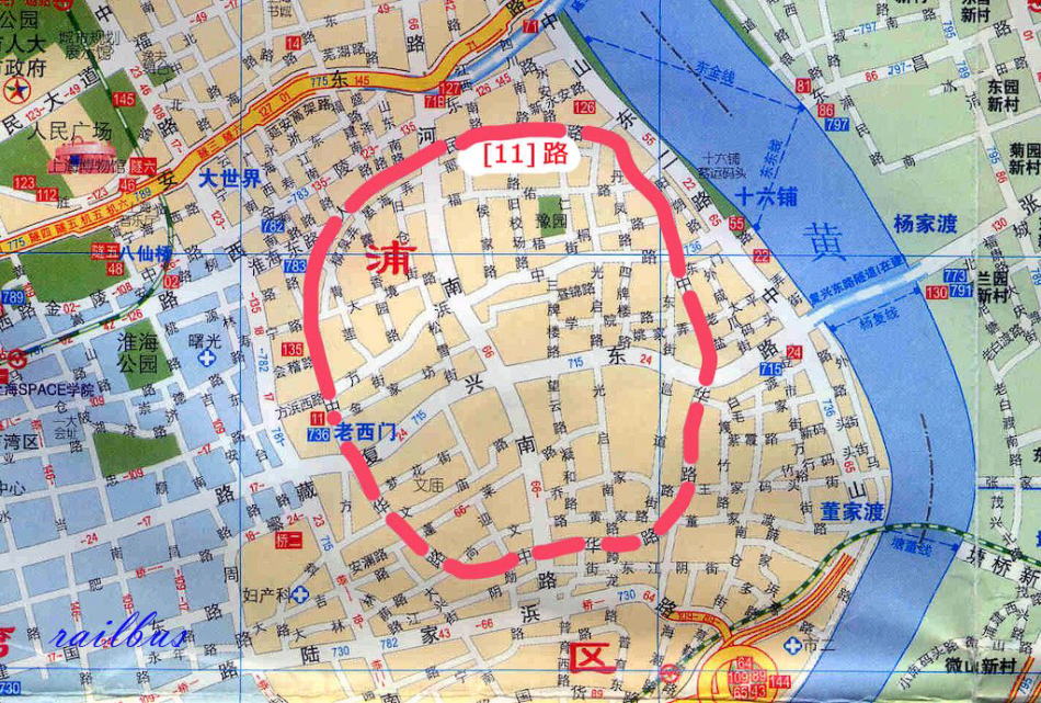 上海トロリーバス[11]路2002年地図