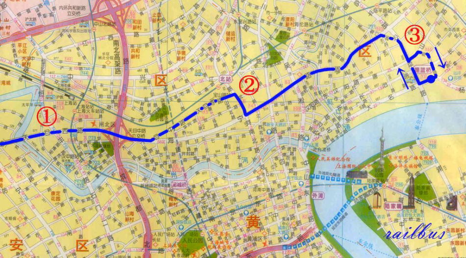 上海トロリーバス[13]路2006年東側地図