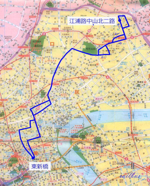 上海トロリーバス[14]路2012年地図