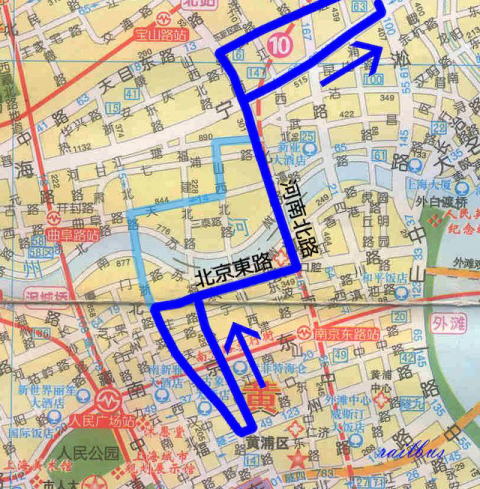 上海トロリーバス[14]路経路変更地図