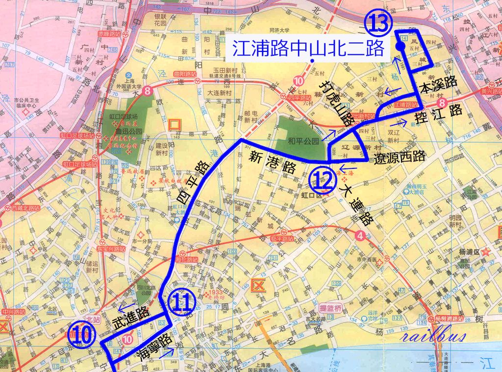上海トロリーバス[14]路2010年北側地図