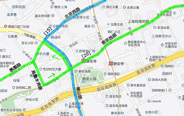 上海20路静安寺拡大地図