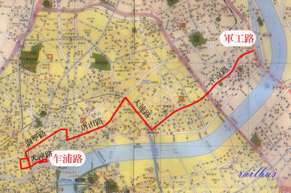 上海トロリーバス[25]路2007年地図