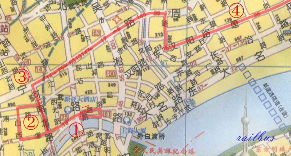 上海トロリーバス[25]路終点拡大地図