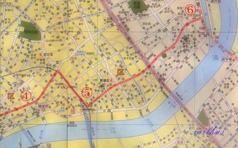 上海トロリーバス[25]路東側地図
