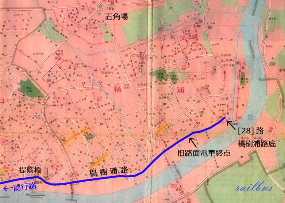 上海トロリーバス[28]路1992年地図
