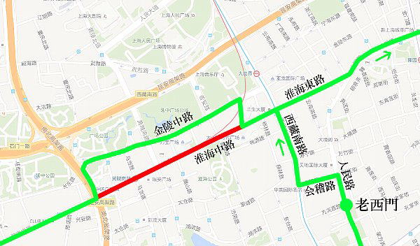 上海トロリーバス[920]路金陵中路拡大図