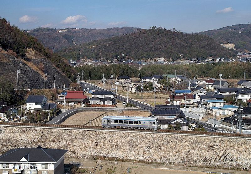 井原鉄道築堤俯瞰